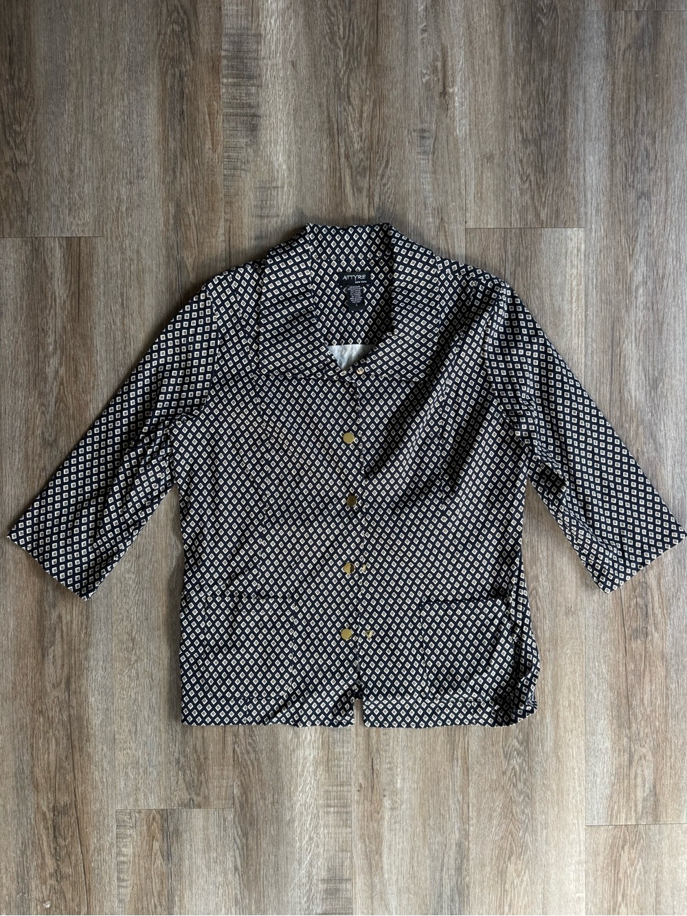 Attyre Black and White Geometric Button-Down Jacket